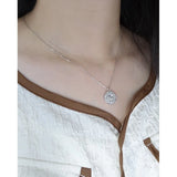S'STEEL Round Card Zircon Necklace Sterling Silver S925 Chains Necklaces Y2K