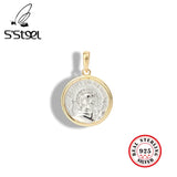 S'STEEL Round Pendant 925 Sterling Silver Portrait Pendant