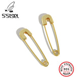 Safety Pin Hoop Earrings 18K 925 Sterling Silver Minimalist Jewelry