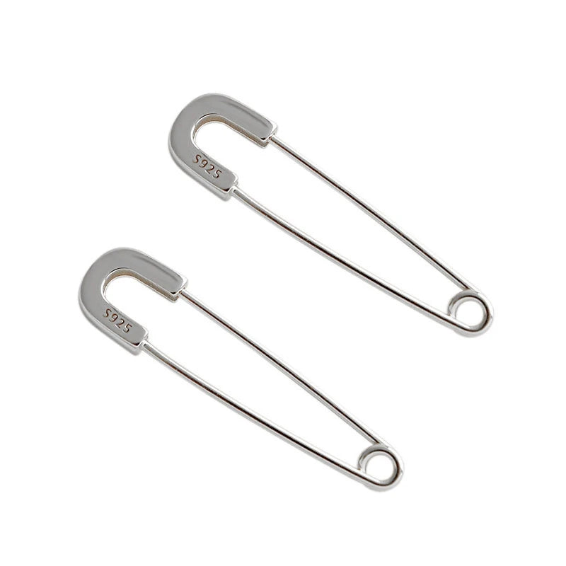 Safety Pin Hoop Earrings 18K 925 Sterling Silver Minimalist Jewelry