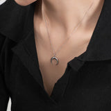 S'STEEL Silver 925 Real Crescent Moon Pendant Chokers Necklaces