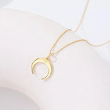 S'STEEL Silver 925 Real Crescent Moon Pendant Chokers Necklaces