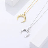 S'STEEL Silver 925 Real Crescent Moon Pendant Chokers Necklaces