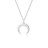 S'STEEL Silver 925 Real Crescent Moon Pendant Chokers Necklaces