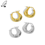 S'STEEL Tremella Button Sterling Silver 925 Hoop Earrings