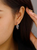 925 Silver Zircon Star Moon Hoop Earrings Gift For Women