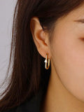 925 Silver Zircon Star Moon Hoop Earrings Gift For Women