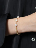925 Silver Baroque Pearls Zircon Layered Bracelet