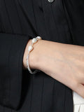 925 Silver Baroque Pearls Zircon Layered Bracelet