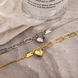 925 Silver Heart Chain Bracelet Minimalist Gothic Jewelry