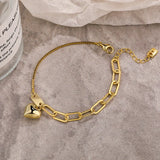 925 Silver Heart Chain Bracelet Minimalist Gothic Jewelry