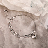 925 Silver Heart Chain Bracelet Minimalist Gothic Jewelry