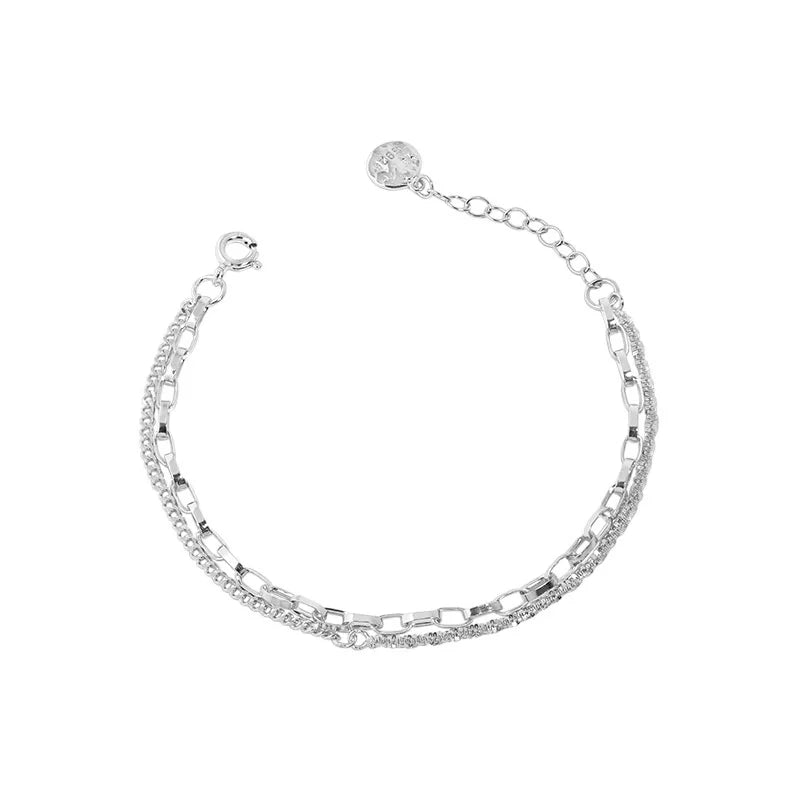 Sterling Silver 925 Double-layer Bracelet Punk Version Jewelry