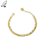 Sterling Silver 925 Double-layer Bracelet Punk Version Jewelry