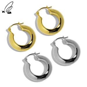 S'STEEL Sterling Silver 925 Circle Hoops Large Earrings
