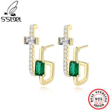 S'STEEL Silver 925 Geometric Stud Earrings for Women