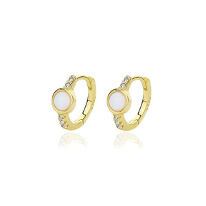 S'STEEL Silver 925 Zircon Opal Hoop Earrings Women's Party Jewelry