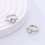 S'STEEL Silver 925 Zircon Opal Hoop Earrings Women's Party Jewelry