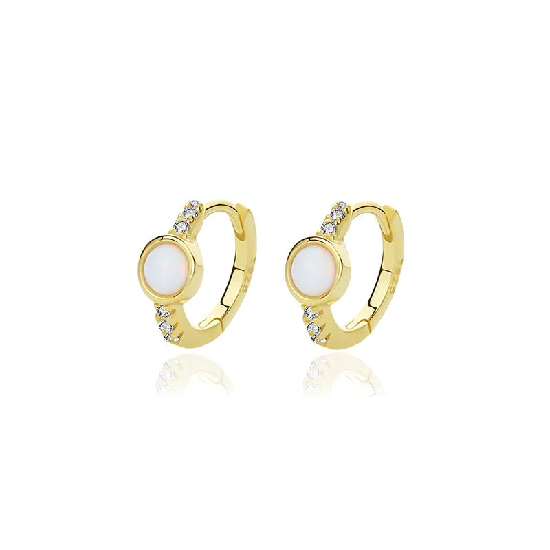 S'STEEL Silver 925 Zircon Opal Hoop Earrings Women's Party Jewelry
