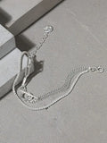 S'STEEL 925 Silver Bracelets Zircon Buckle Double-layer Chain Punk Women Jewelry