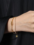 S'STEEL 925 Silver Bracelets Zircon Buckle Double-layer Chain Punk Women Jewelry