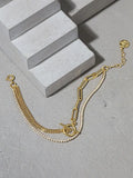 S'STEEL 925 Silver Bracelets Zircon Buckle Double-layer Chain Punk Women Jewelry