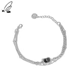 S'STEEL Double-layer Chain Bangles Platinum Women Punk Jewellery