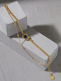 S'STEEL Double-layer Chain Bangles Platinum Women Punk Jewellery