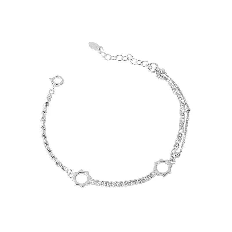 S'STEEL Silver 925 Bracelet Double-layer Chain Retro Religion