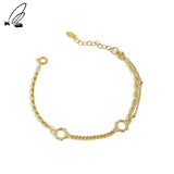 S'STEEL Silver 925 Bracelet Double-layer Chain Retro Religion
