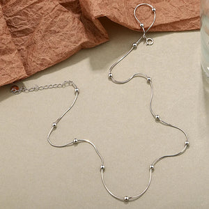 S925 Silver Necklace for Women Geometric Snake Chain Choker