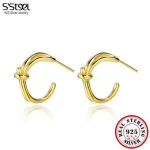 S'STEEL Personalized Line Knotted Stud Earings For Girls