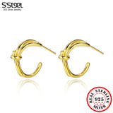 S'STEEL Personalized Line Knotted Stud Earings For Girls