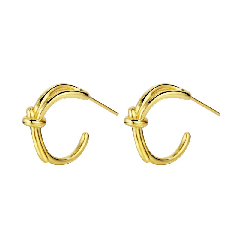 S'STEEL Personalized Line Knotted Stud Earings For Girls