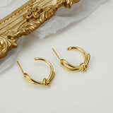 S'STEEL Personalized Line Knotted Stud Earings For Girls
