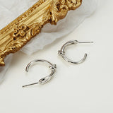 S'STEEL Personalized Line Knotted Stud Earings For Girls