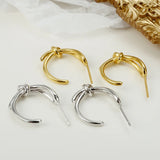 S'STEEL Personalized Line Knotted Stud Earings For Girls