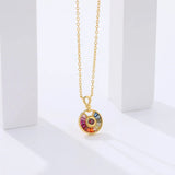 S'STEEL Silver 925 Rainbow Zircon Pendant Necklace Women Chain Jewelry