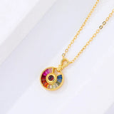 S'STEEL Silver 925 Rainbow Zircon Pendant Necklace Women Chain Jewelry