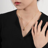 S'STEEL Silver 925 Rainbow Zircon Pendant Necklace Women Chain Jewelry