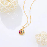 S'STEEL Silver 925 Rainbow Zircon Pendant Necklace Women Chain Jewelry