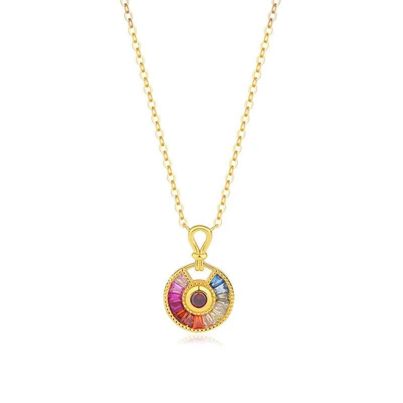 S'STEEL Silver 925 Rainbow Zircon Pendant Necklace Women Chain Jewelry