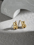 Sterling Silver 925 Bear Stud Earrings Gift For Women Gothic Funny Earings