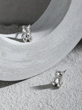 Sterling Silver 925 Bear Stud Earrings Gift For Women Gothic Funny Earings