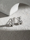 Sterling Silver 925 Bear Stud Earrings Gift For Women Gothic Funny Earings