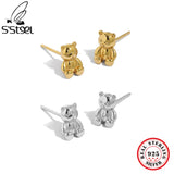Sterling Silver 925 Bear Stud Earrings Gift For Women Gothic Funny Earings
