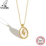 Sterling Silver 925 Woman Chain Choker Oval Photo Frame Flower Vintage