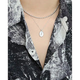 Sterling Silver 925 Woman Chain Choker Oval Photo Frame Flower Vintage