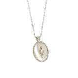 Sterling Silver 925 Woman Chain Choker Oval Photo Frame Flower Vintage