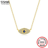 S'STEEL Silver 925 Zircon Devil's Eye Pendant Necklace Gift For Girlfriend